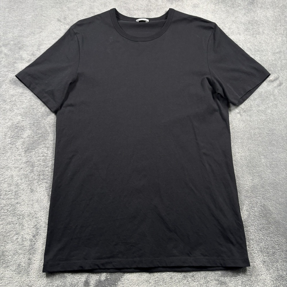 ASKET Shirt Mens Medium Long Black Organic Cotton T-Shirt Regular Fit Mid-Weight